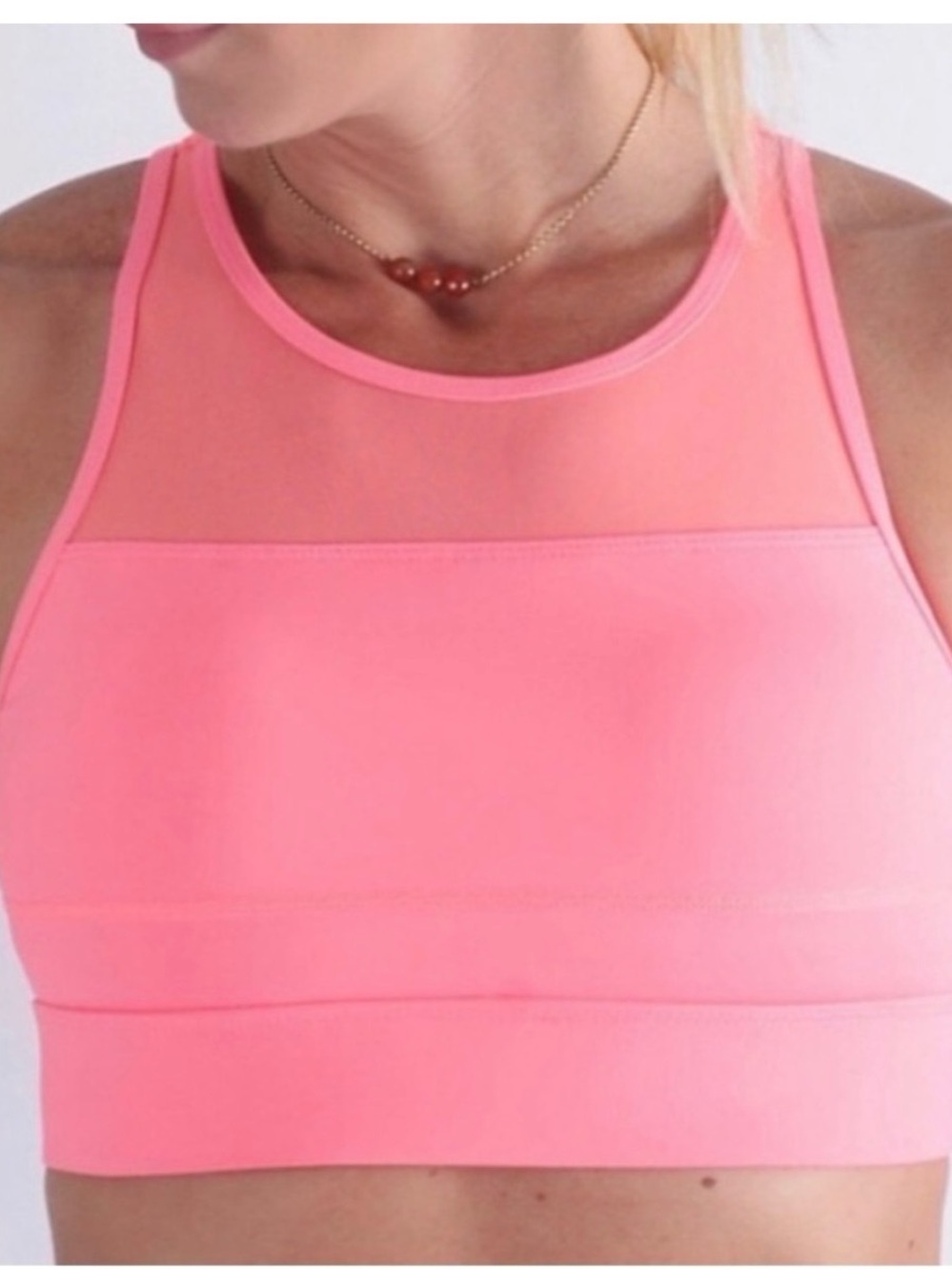 Zyia One More Rep Mesh Sports Bra peachy pink athletic athleisure workout gym - Picture 9 of 10